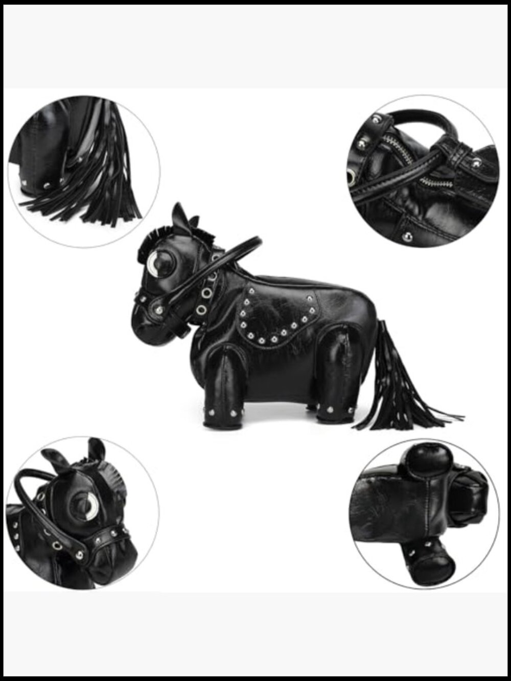 Horse Shaped Crossbody Bag Unique Western Novelty Shoulder Purse Steampunk - Picture 6 of 7